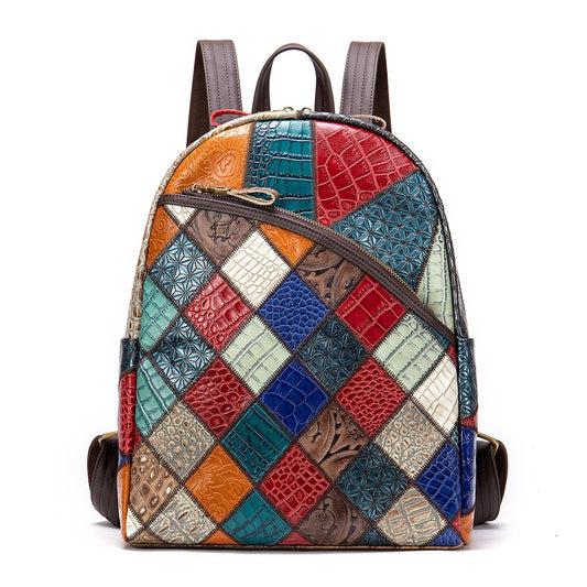 Leather Diamond shaped Retro Backpack Bag - Creative Design for a Stylish Statement