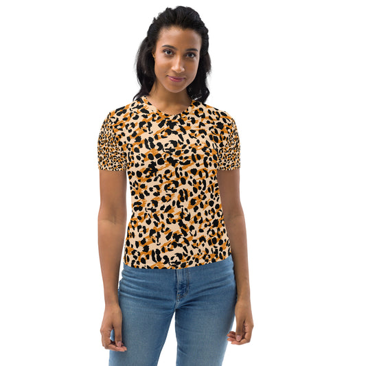 Women's Crew Neck Leopard Print T-shirt