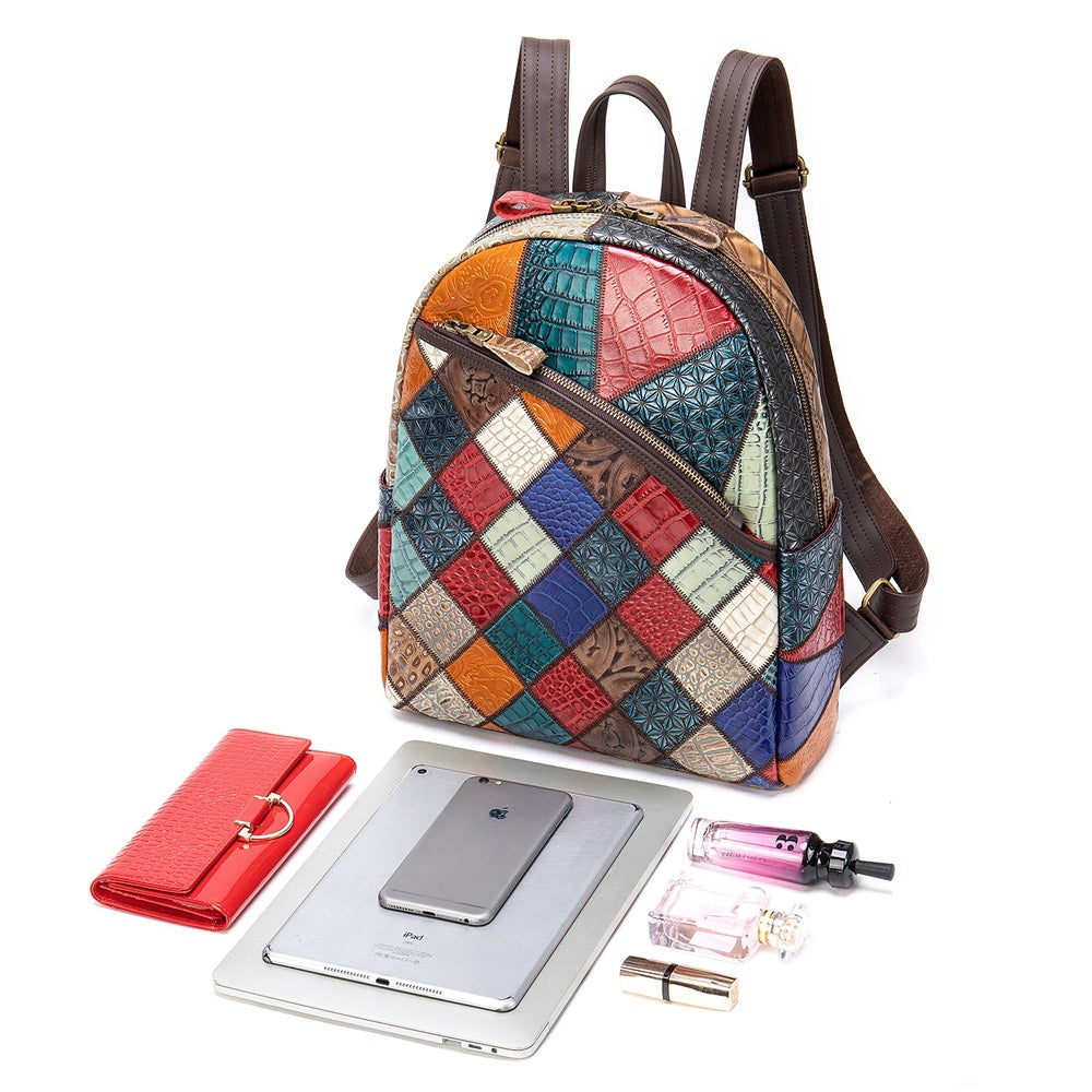 Leather Diamond shaped Retro Backpack Bag - Creative Design for a Stylish Statement